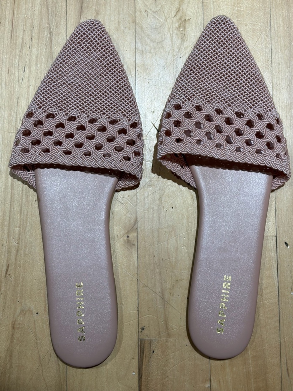 Woven Pointed Toe Slip-On Flats — Blush Pink